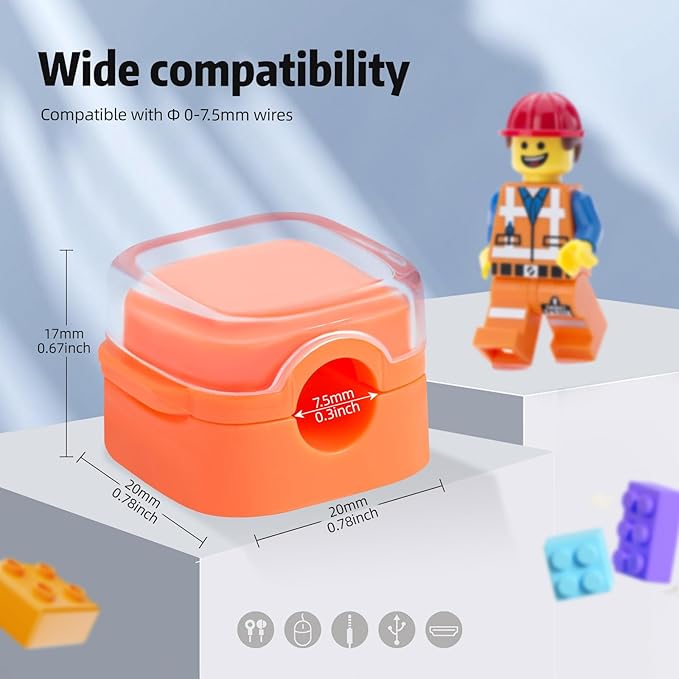 Magnetic Cable Clips Cord Organizer Holder, 6 Pack Adhesive Wire Holder Keeper Organizer USB Charging Cable Storage Holder for Home Office Phone Car Wall Desktop Nightstand Kitchen (Orange)