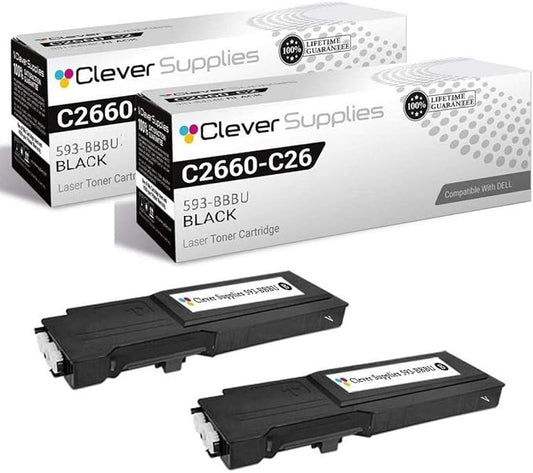 CS Replacement Toner Cartridge Compatible with Dell C2660 593-BBBU Black C2665 C2665dnf C2660 C2665 C2660dn C2665dnf 6000 Each Page Yield 2 Set