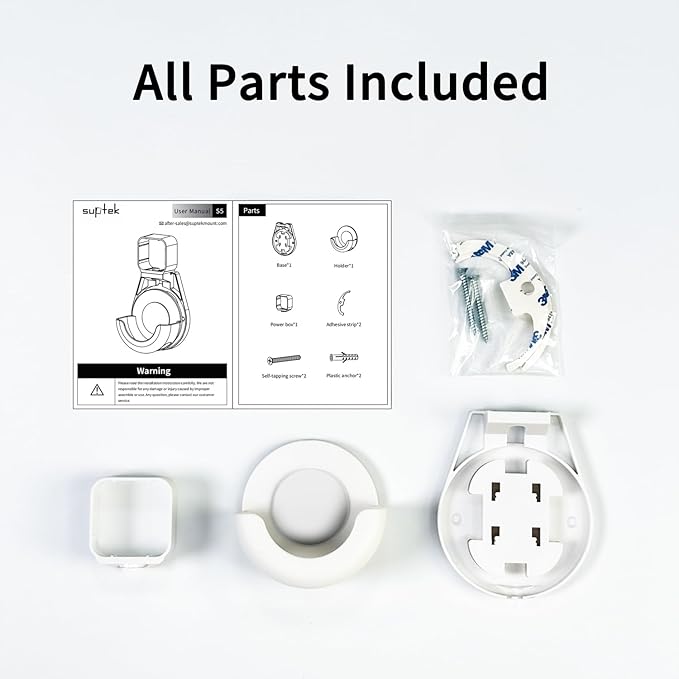 suptek Wall Mount Holder for Echo Dot 3rd Gen, Outlet Wall Mount Stand for Alexa, with Built-in Cable Management, Wall Screw or Stick-on Option, White,S5W