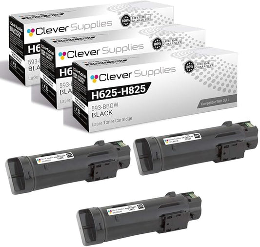 CS Replacement Toner Cartridge Compatible with Dell H625-H825 593-BBOW Black Laser H625CDW Laser H825CDW Laser S2825CDN 3 Set