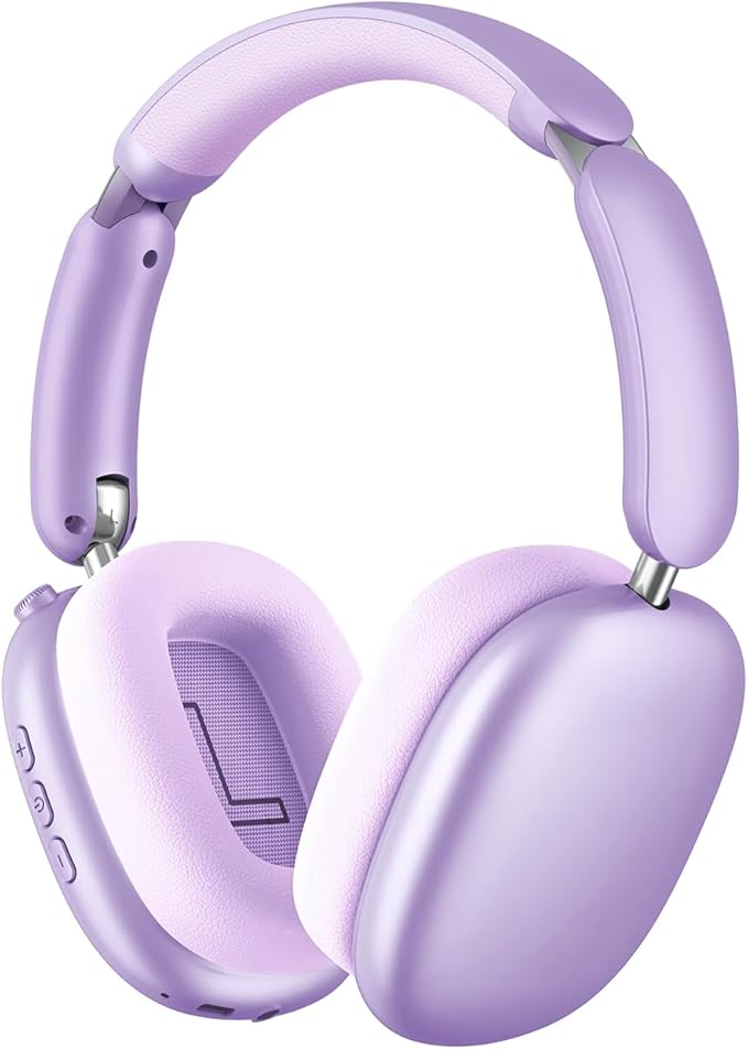 Y02 Active Noise Cancelling Headphones,60H Battery,5 EQ Music Modes,Hi-Res Audio,Deep Bass,Foldable Wireless Over Ear Bluetooth 5.4 Headset,Breathable Leather Earpads (Purple)
