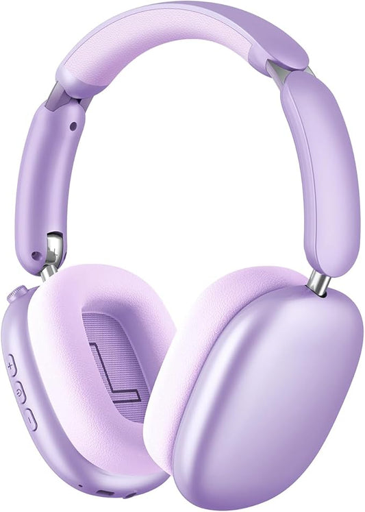 Y02 Active Noise Cancelling Headphones,60H Battery,5 EQ Music Modes,Hi-Res Audio,Deep Bass,Foldable Wireless Over Ear Bluetooth 5.4 Headset,Breathable Leather Earpads (Purple)