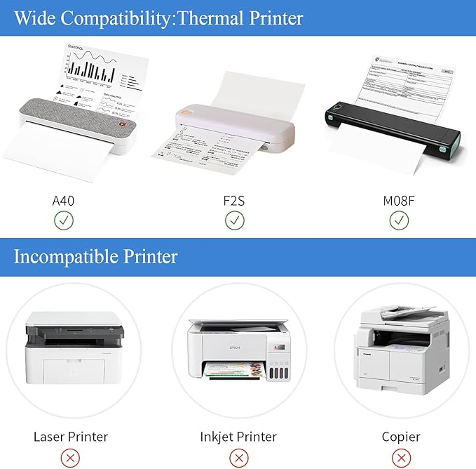 Thermal Printer Paper 8.5 x 11 Inch,100 Sheets Folding Thermal Paper, Lasting 3 years, US Letter Size Thermal Paper, Compatible with M08F/A40 Thermal Portable Printer, Continuous Folding(100 Sheets)