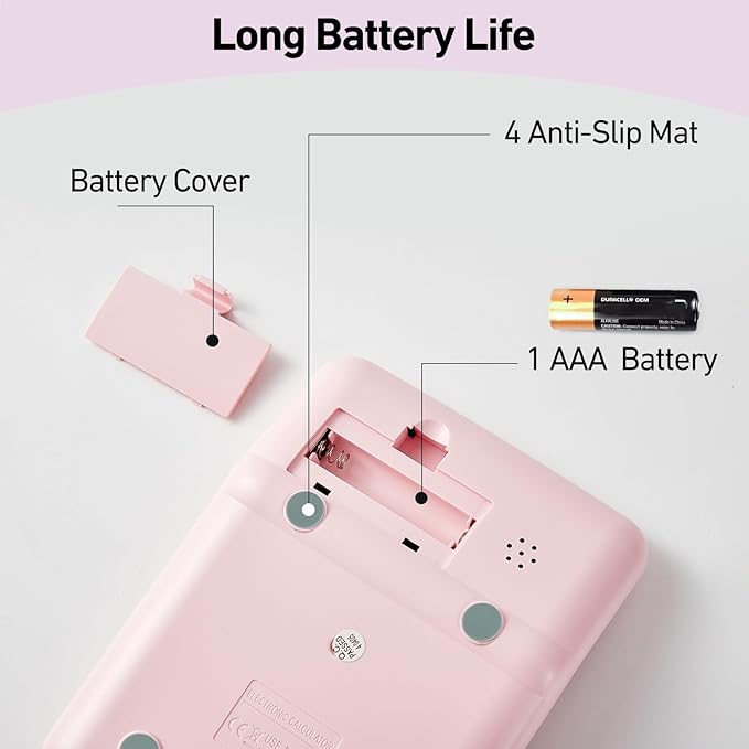 Electronic Calculator,12 Digits Large LCD Display Small Desktop Calculators,Pink Basic with Big Buttons,Easy to Press Mechanical Switch Calculator,4 Function Office Supplies for Home and School (Pink)