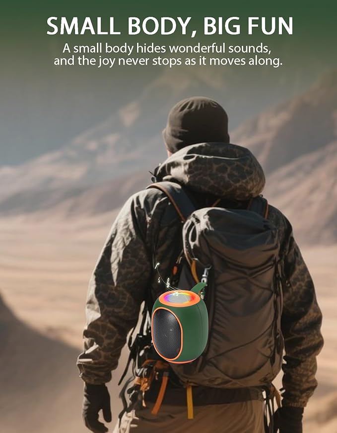 WS-338 Mini Bluetooth Replica Speaker – Portable HD Sound with LED Ring Light, Built-in Microphone, USB/TF Support, Surprise Gift for Music Lovers(Green Orange)