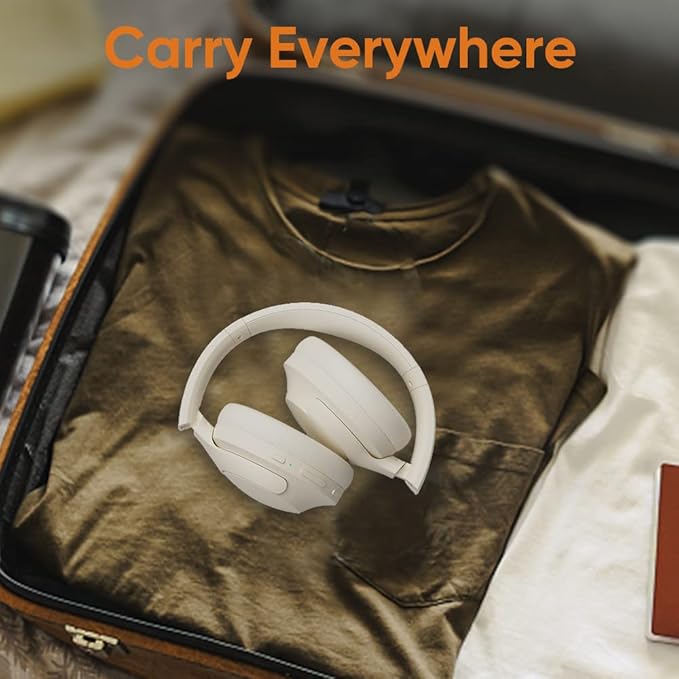 Active Noise Cancelling Headphones, ANC Wireless Over Ear Headsets, Bluetooth Headphones with Built-in Microphone, Hi-Res Audio, Low Latency, 60H Playtime, for Travel, Home, Work