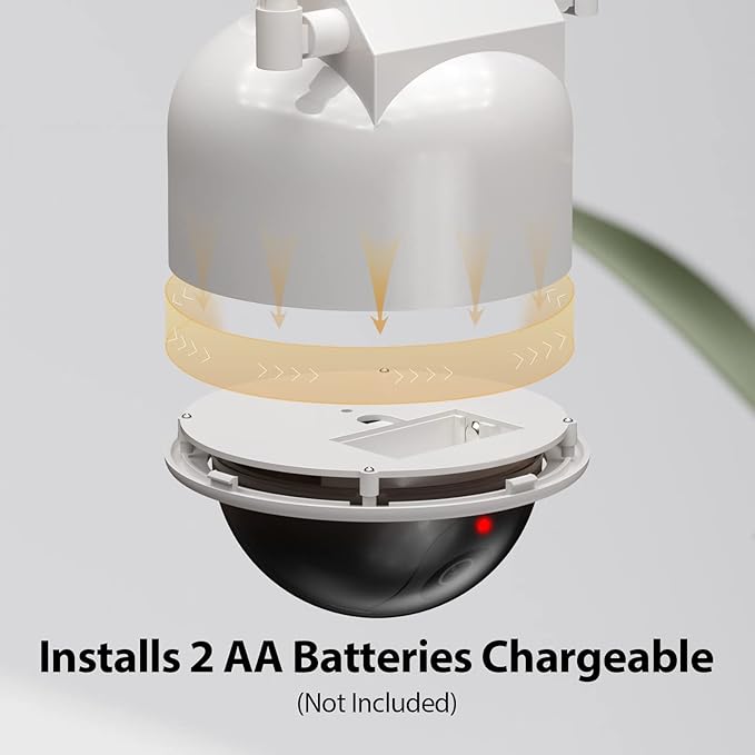 BNT Solar Dummy Fake Camera Security Outdoor, Solar Powered Simulated Surveillance Cameras with 1 Flashing Red LED Light/CCTV Sticker, Fake Dome Camera for Home.(Battery not Included)