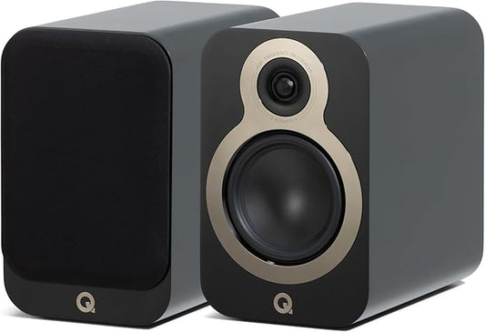Q Acoustics 3030c Bookshelf Speakers Pair Satin Black - 2-Way Reflex Enclosure Type, 5.5" Bass Driver, 0.9" Tweeter - Stereo Speakers/Passive Speakers for Home Theater Sound System