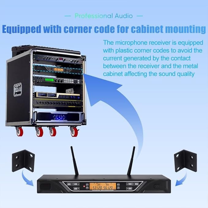 NG-9 UHF Dual Wireless Microphone System with 2 Handheld Dynamic Microphones, Professional Grade Anti-Interference, Two Handed Mic One Touch Pairing, Home KTV, Live, Shows, Meeting