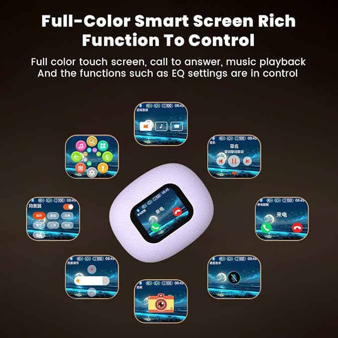 Open Ear Earbuds Ultra Comfort Wireless Bluetooth 5.4 Headphones Over The Ear Earbuds with Intelligent Touch Screen EarHooks IPX7 Waterproof Bone Conduction Earphones for Fitness Sports-Purple