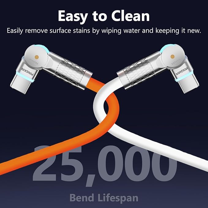 USB C to USB C Charger Cable 240W [2-Pack 6.6FT], Type C Fast Charging Cable， for MacBook Pro, iPad Pro Air, iPhone 16/16 Plus/16 Pro Max, Galaxy S23+/S23 Ultra, Orange+White