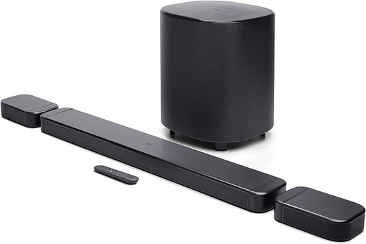 JBL Bar 700MK2-7.1 Channel soundbar System with Detachable Speakers and Dolby Atmos®, 780W max Output Power and a 10" Wireless subwoofer, Works with Voice Assistant-Enabled Speakers (Black)