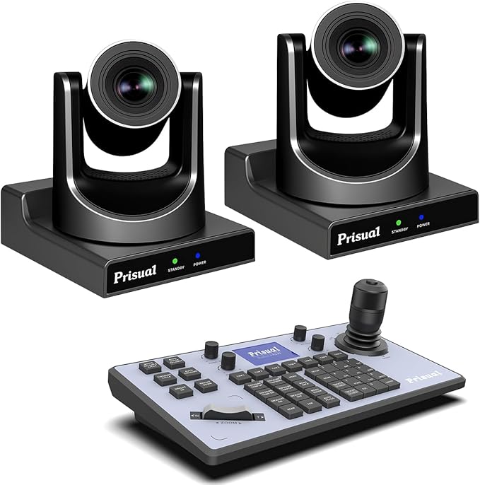 30X Optical Zoom Dual PTZ Camera System - 2-Camera Pro Bundle with PTZ Controller, AI Auto Tracking & HDMI/3G-SDI/USB/LAN Outputs for Multi-Cam Live Production, Church Streaming
