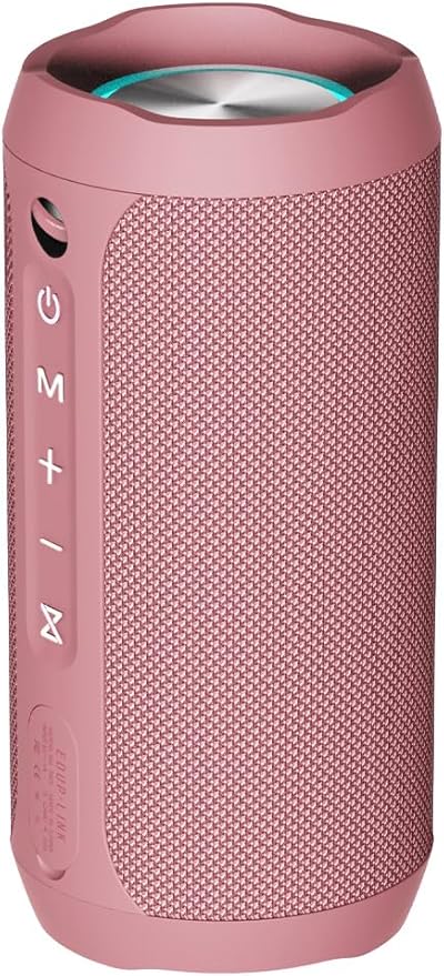 EDUPLINK Bluetooth Speaker IPX7 Waterproof Wireless Speaker with Bass 20H Playtime TWS Stereo Pairing Portable Outdoor Speakers for Beach Camping Travel Gifts for Women Girls Girlfriend Teens Pink
