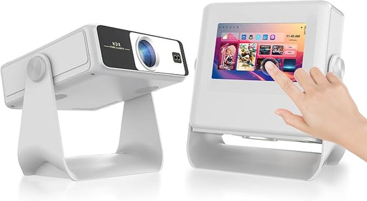 【TouchScreen/Built-in APPs/Auto Focus Keystone】Smart Portable Projector with Touch Tablet, 4K Support Outdoor Proyector, WiFi6 Bluetooth for Home Theater/Gaming/Outdoor (180° Stand & 250")