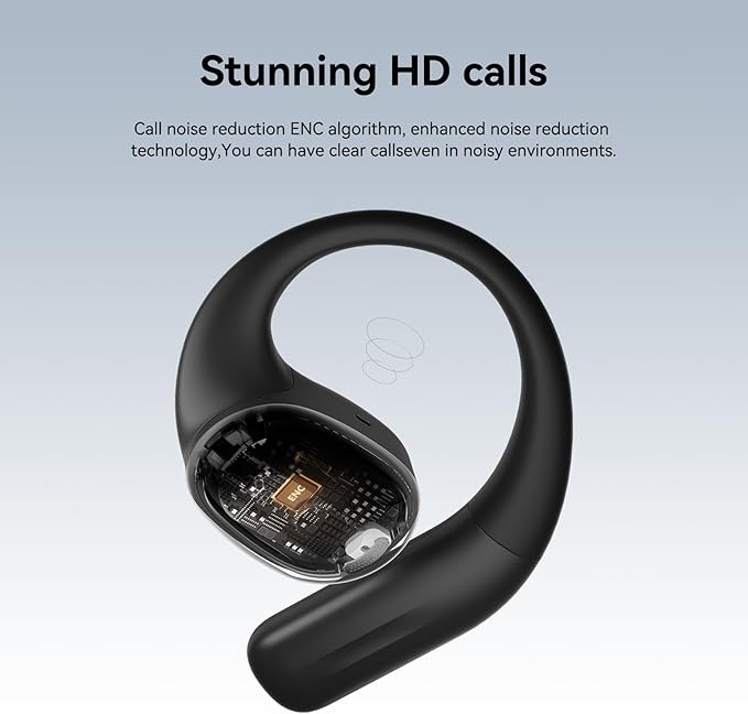 SANSUI Open Ear Headphones,Wireless Earbuds with Ergonomic Earhook,Bluetooth Headphones 5.4 with Noise Cancelling Mic,56H Playtime,IP55 Waterproof Ear Buds for Cycling,Running,Workout(Black)