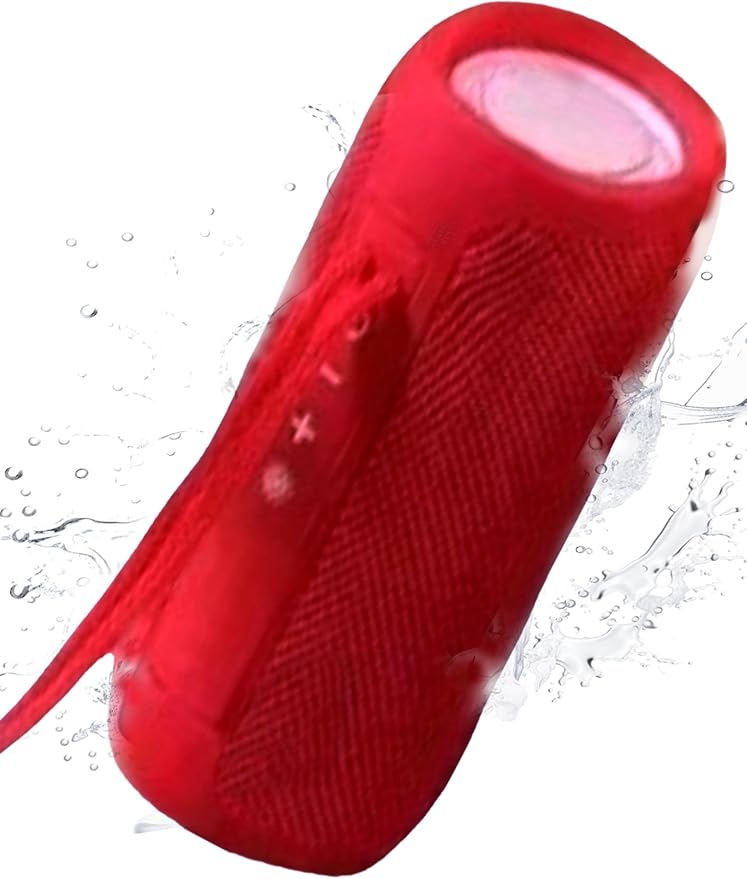 Portable Bluetooth Speaker,Waterproof Wireless Speaker with Colorful LED Flashing Lights,10W Super Bass 48H Standby Time,TWS Pairing, For Outdoors, Cycling Fitness, Family, Parties, Travel (Red)