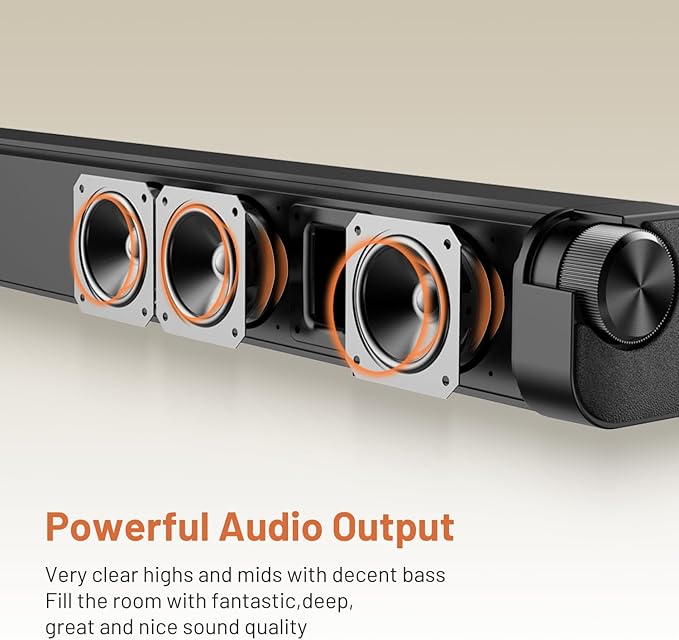 Chaowei Sound Bar for Smart TV 37 Inch 120W Bluetooth 5.0 Speaker with Builtin Subwoofers, 2.1Ch 3D Surround Sound System with 8 Speakers,7 Sound Modes,4EQ,AUX/HDMI ARCOPT\USBBT Connect