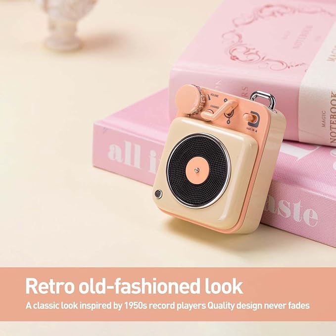 MUZEN Mini Bluetooth Speaker, Button Small Cute Portable Metal Retro Wireless Speaker with Loud Volume Great Sound and Portable Lanyard & Gift Bag for Office Classic Vintage Decor