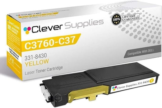 CS Replacement Toner Cartridge Compatible with Dell C3760 331-8430 Yellow C3765 C3765dnf C3760 C3760n C3765dnf C3760dn C3765 Color 9000 Page Yield