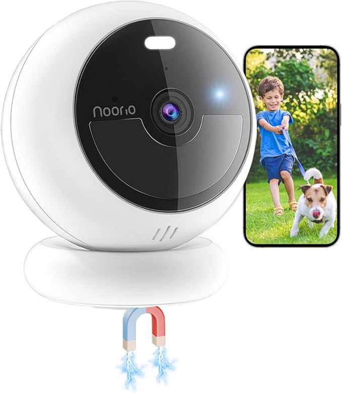 Noorio Security Cameras Wireless Outdoor Magnetic, 1080P Battery Powered Indoor Cameras for Home Security, Smart Motion Detection Outdoor Pet Dog Camera, Free Local Storage MagCam, 2.4G WiFi, B200S
