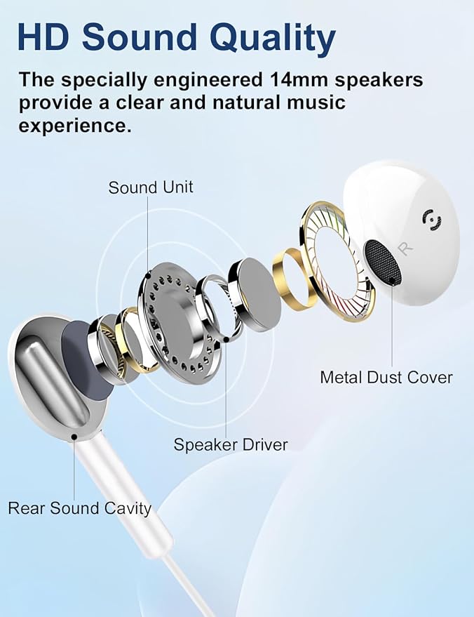 MAS CARNEY Wired Headphones Earbuds with Microphone WH9, in-Ear Wired Earphones Compatible with Samsung Huawei Vivo Oppo Mi Redmi, Black