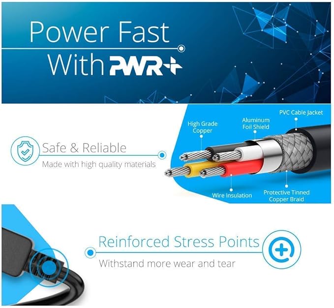 Tv Power Cord 12Ft Cable for Samsung LG TCL Sony: Apple Tv Insignia Sharp Toshiba JVC Hisense 4k 8k UHD Crystal Tizen Smart Roku Google Quantum Panasonic HDR LED QLED 2 Prong UL Listed
