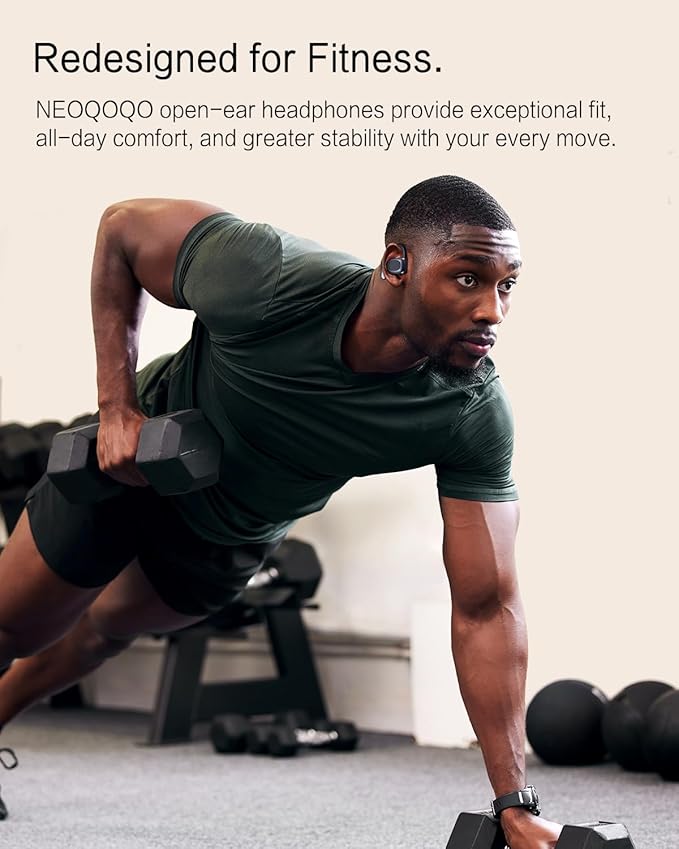 Open Ear Headphones, 80H Playtime Air Conduction Earbuds w/Fast Charging, 16mm Hi-Fi Audio Drivers, Physical Buttons, ENC Mic, IPX5 Waterproof, Bluetooth 5.4, 2025 Upgrade for Workout Black