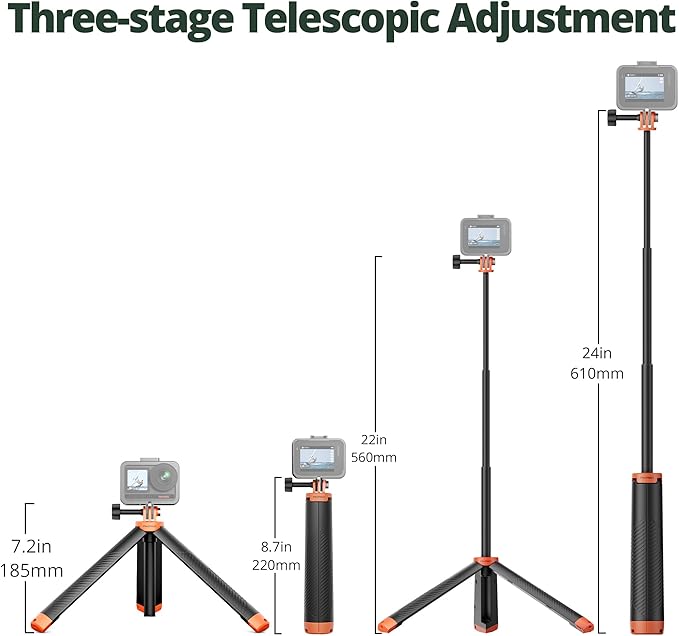 AKASO Floating Selfie Stick Tripod for Gopro Hero 13/12/11/10/ 9/Max/DJI Osmo Action EK7000/Brave 4/Brave 7 LE/Brave 7 Action Camera Handle Mount Accessories