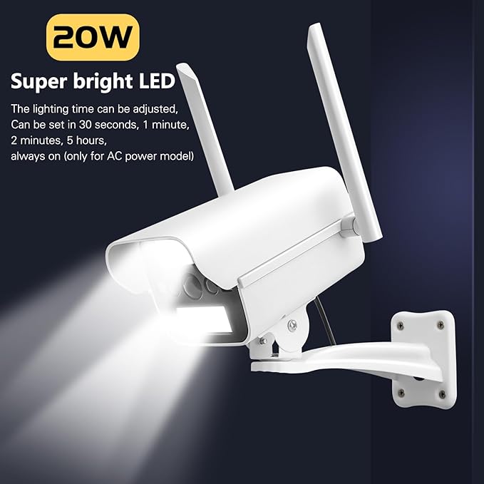 Solar Fake Security Camera with Motion Sensor Light&Audio& Sound&Doorbell for Outdoor, Decoy Simulated Dummy Surveillance Cameras for Outside, IP54, Warning Sticker Included (Solar+Battery)