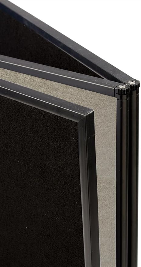 3-Panel Tabletop Exhibition Board, 72 x 36 - Black and Gray Hook & Loop-Receptive Fabric, for Trade Shows and Presentations