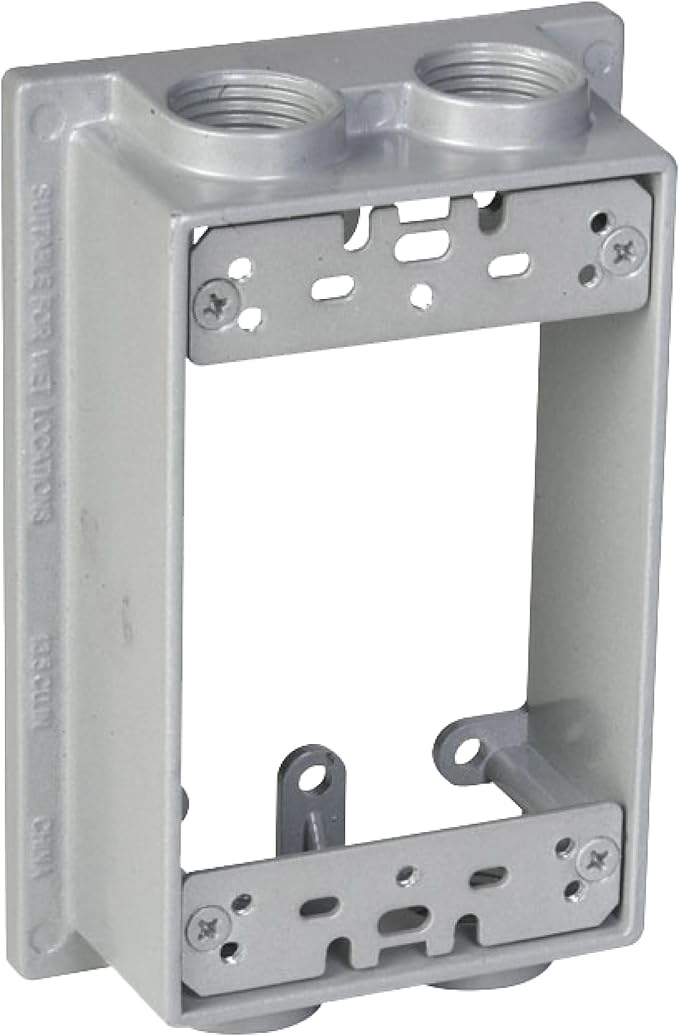 TayMac SE450S Weatherproof Box Extension, 1-Gang, (4) 1/2-Inch Outlets, Gray