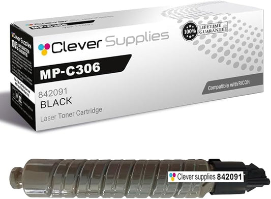 Clever Supplies CS Replacement Compatible with Ricoh MP-C306 Toner Cartridge 842091 to use with MPC307 MPC406 (Black, 1-Pack)