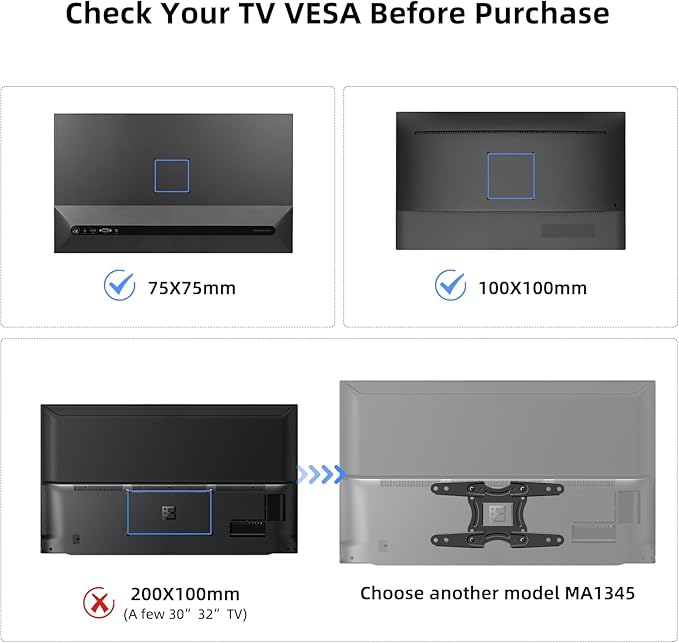 Suptek TV Wall Mount Swivel Tilt Rotation Full Motion Adjustable Articulating for Most 15-32 inch LED, LCD Monitor Wall Mount VESA 75,100 (MA2720)