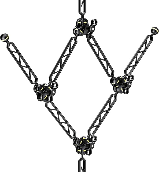 Sea frogs 2PCS Double Ball Arm 8.0" Essential Underwater Photography Gear Lighting System Aluminum Alloy Diving Equipment Accessory Lightweight Arms AM-10