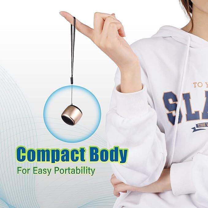 Best Mini Portable Bluetooth Speaker with HD Sound & Bass I Smallest Wireless Bluetooth Speakers for Phone/PC/Tablet I Photo Selfie Button Answer Phone Calls I Cute Tiny Speaker (Gold)