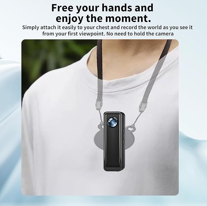 Mini Body Camera 64GB, 4K 30FPS Action Camera, Hands Free Sports Camera with Magnetic Back Clip, Wearable Body Cam POV Records Using for Traveling Cycling Vlogging