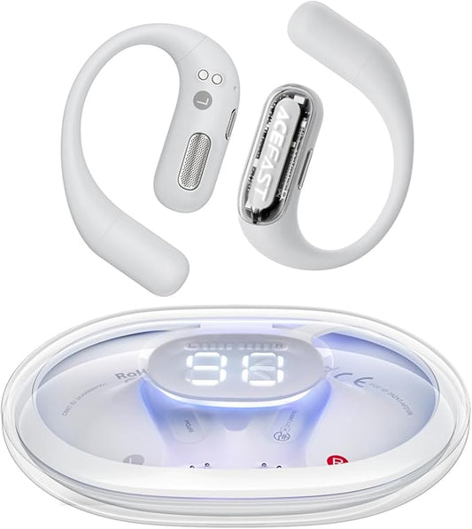 ACEFAST AceFit Pro Open-Ear Headphones, Night Safety Mode for Sports, Powerful Bass, 7.6g Ultra-Comfort, Bluetooth 5.4, 30H Playtime with Digital Display, IP54 Sports Earbuds for Running & Workouts
