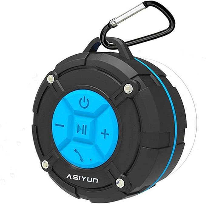 Shower Speaker, IPX7 Waterproof Bluetooth Speaker, Loud HD Sound, Portable Wireless Speaker with Suction Cup & Sturdy Hook, Built-in Mic, for Shower, Pool, Beach, Outdoor(Blue)
