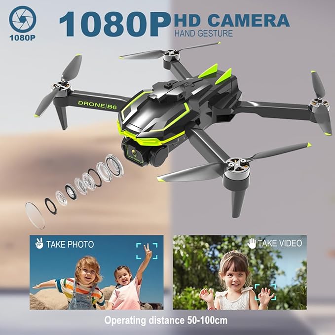 Drone with Camera 4K for Beginners, Brushless Motor Drone with 40 Mins Long Flight Time Altitude Hold Obstacle Avoidance RC Quadcopter Toys Gifts For Kids Adults, Green