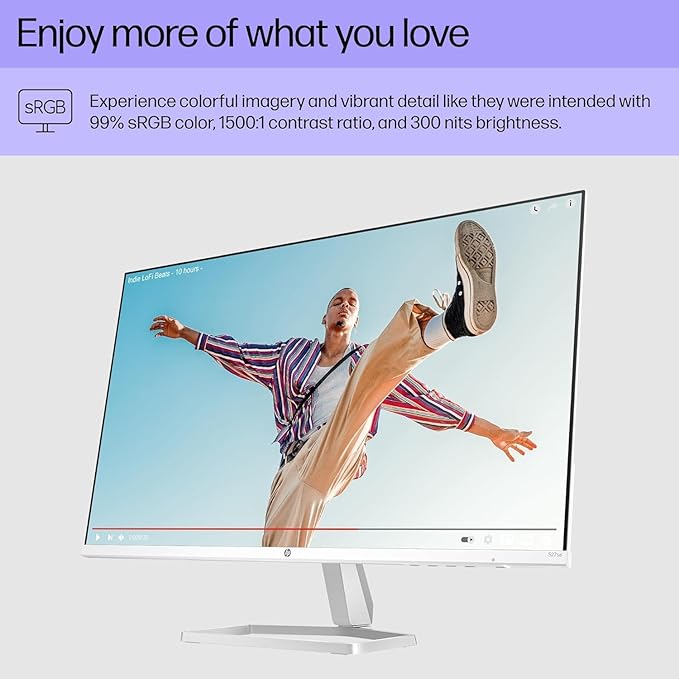 HP 27" FHD IPS (1920x1080) Monitor with Speakers Bundle with Docztorm Dock, 100Hz Refresh Rate, 2X HDMI, 1x VGA, Flicker-Free, Ideal for Home & Business, White/Silver (2025 Latest Model)