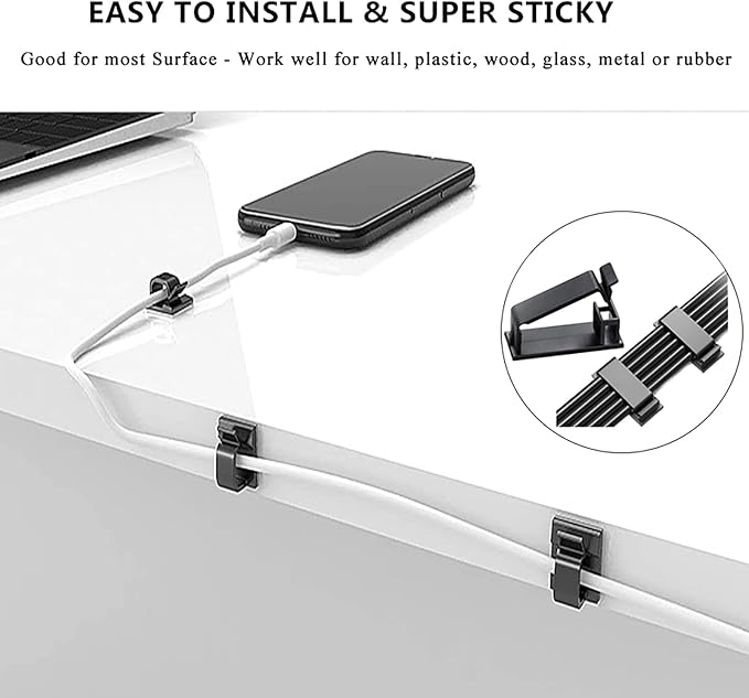311Pcs Cable Management Organizer Kit 4 Cable Sleeve Split,53Cable Clips 12Cord Clips Holder,22 Cable Ties, 20 Adhesive Wall Cable Tie, 200Fasten Cable Ties for TV Office Home Electronics
