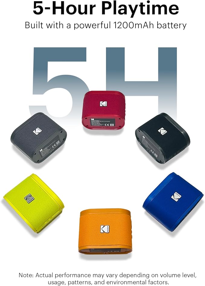 KODAK SOUNDBRIX™ Bluetooth Speaker with HD Sound Portable Wireless IPX4 Water Resistant Upto 5H Playtime V5.4 for Home Party Outdoor Beach Electronic Gadgets Birthday Gift Black Stackable Speakers
