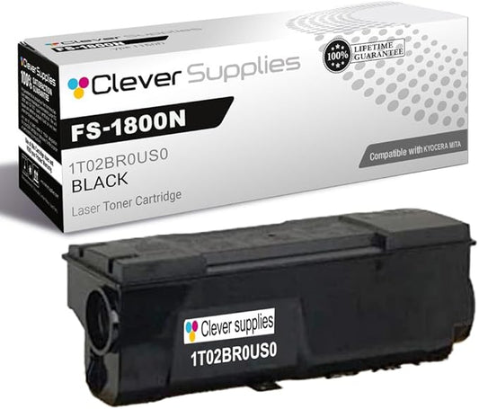 Clever Supplies CS Replacement Compatible with Kyocera FS 1800N Toner Cartridge 1T02BR0US0 to use with FS-1900 FS-1900N FS-3800 FS-3800N (Black, 1-Pack)