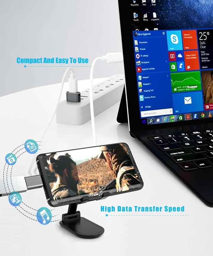 Basesailor USB to USB C Adapter with C Male to 3.0 Female Charger 4P for iPhone 17 Air Apple 16 15 14 13 Pro Max Mini Plus,Thunderbolt 4 OTG Converter for Mac iWatch 11 10,Samsung Galaxy S25 S24,iPad