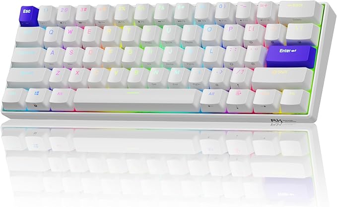 RK ROYAL KLUDGE C61 HE Gaming Keyboard 60% Wired Mechanical Keyboard with Hall Effect Magnetic Switch 8000Hz Polling Rate Rapid Trigger RGB Backlit, 61 Keys, White Purple
