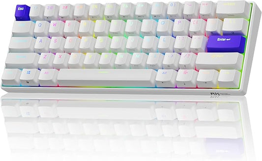 RK ROYAL KLUDGE C61 HE Gaming Keyboard 60% Wired Mechanical Keyboard with Hall Effect Magnetic Switch 8000Hz Polling Rate Rapid Trigger RGB Backlit, 61 Keys, White Purple