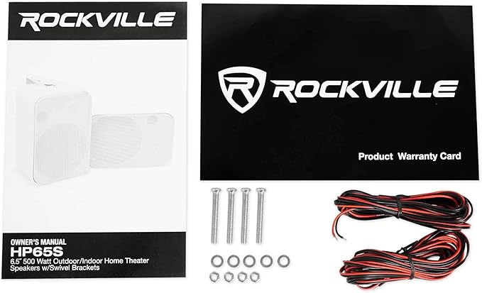 Rockville Pair HP65S 6.5" 500W Outdoor/Indoor Home Theater Speakers, IPX44 Weather Resistant, Swivel Brackets, Clear Audio, for Patios and Home Theaters