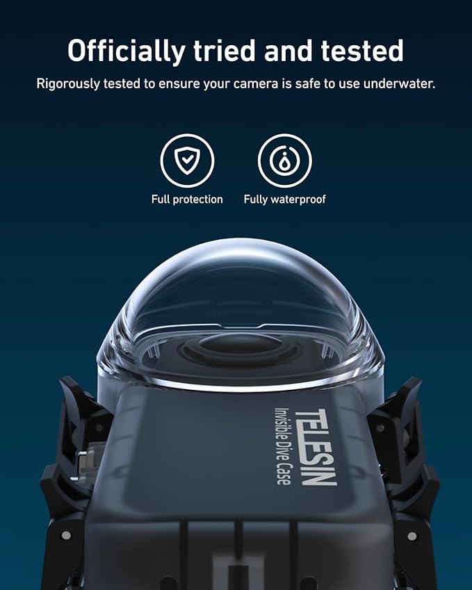 TELESIN Insta 360 X4 Invisible Dive Case, 50m/164ft Waterproof Case Protective Underwater Diving Housing Shell for Insta 360 X4 with Bracket Accessories