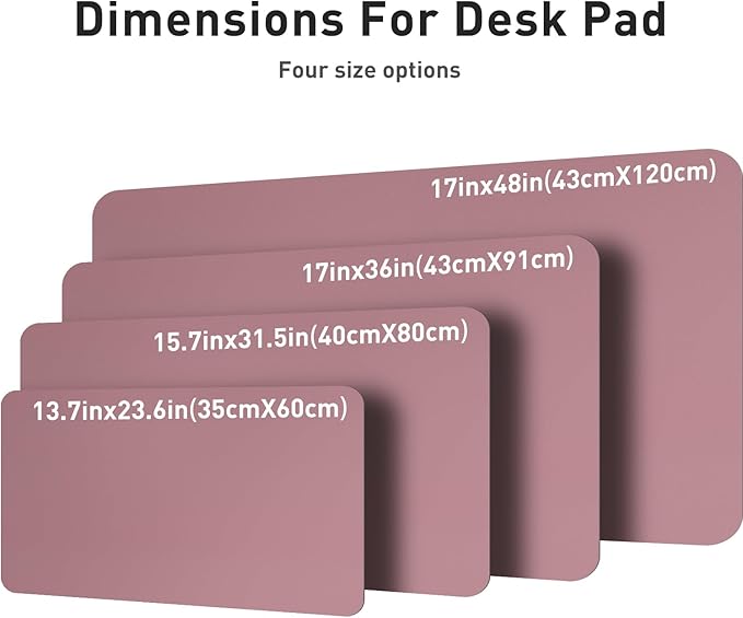 Aothia Leather Desk Pad Protector, Mouse Pad, Office Desk Mat, Non-Slip PU Leather Desk Blotter, Laptop Desk Pad, Waterproof Desk Writing Pad for Office and Home (Dark Pink,36" x 17")